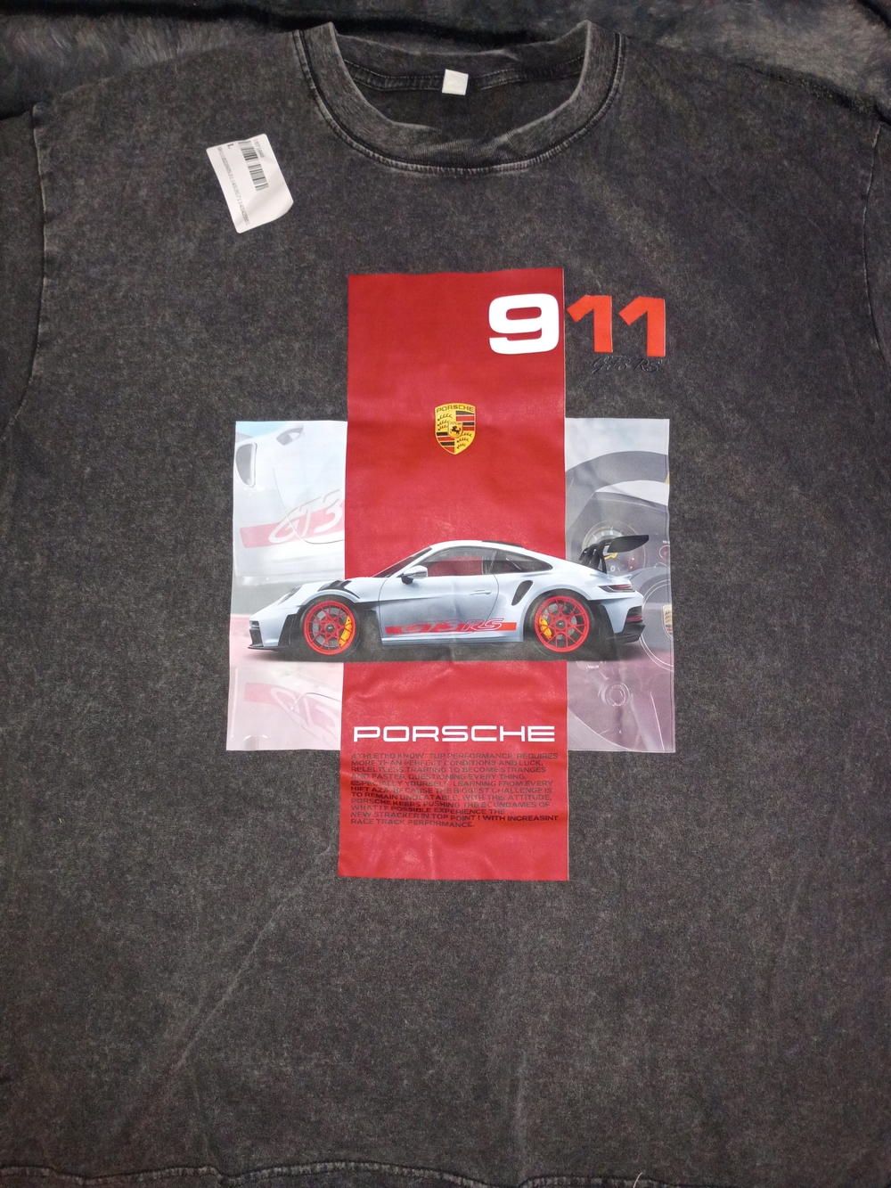 Porsche Acid-Washed Style Graphic 911 Tee - Size L